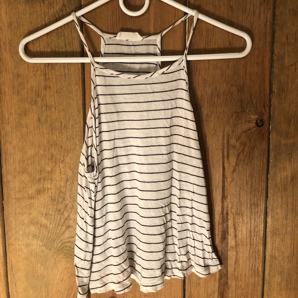 White and black striped necessary clothing top